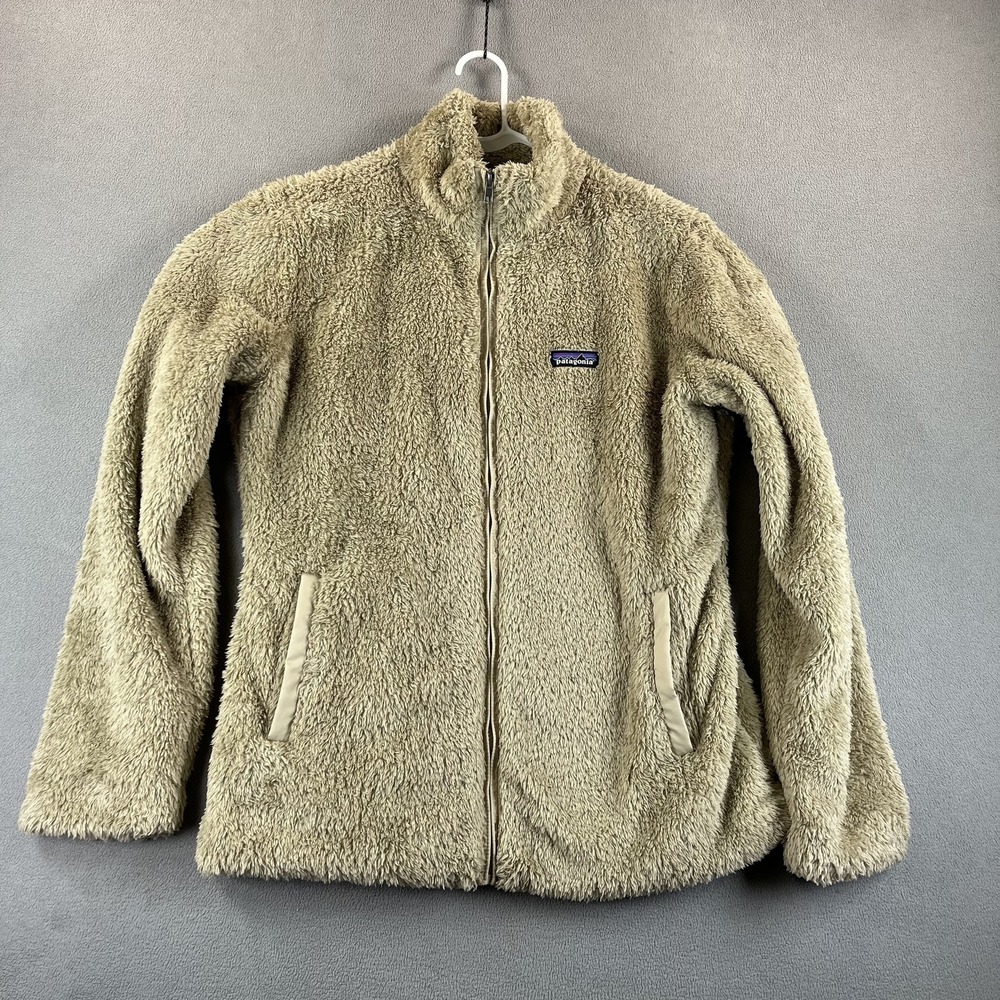 Patagonia Jacket Womens XL Beige Full Zip Teddy Bear Fleece Sherpa High Pile